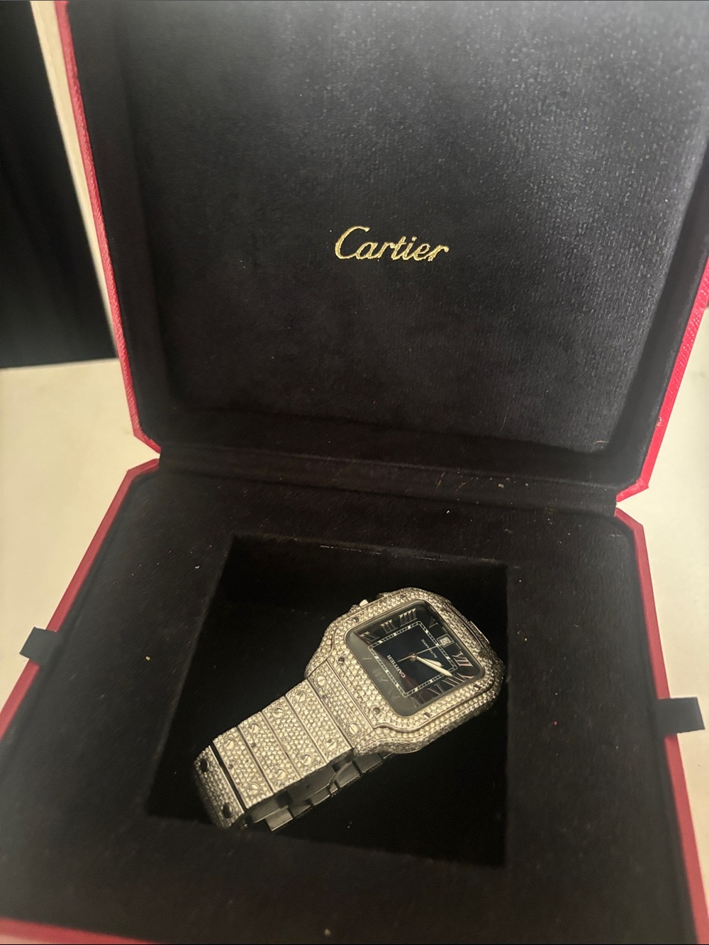 Cartier Men’s Diamond Pavé Watch - Silver Black